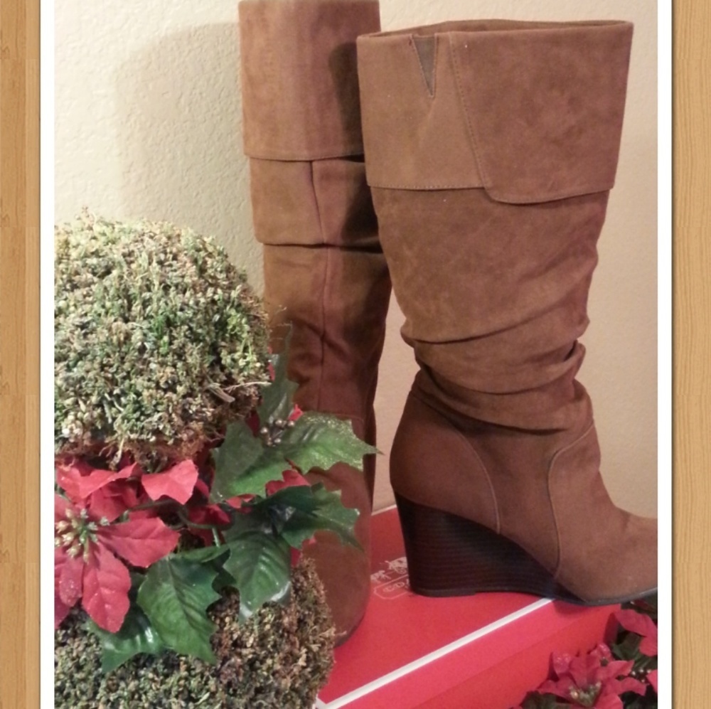 SO WEDGES HEEL WOMEN'S SLOUCH BOOTS SIZE 8